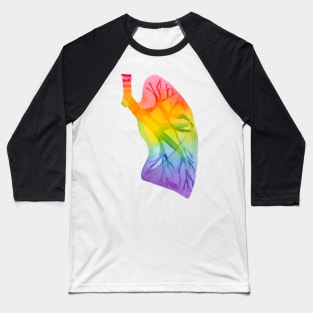 Watercolor Rainbow Lung (dark) Baseball T-Shirt